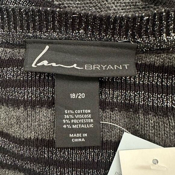 Lane Bryant Black Round Neck Gray Metallic Stripe Sweater Dress sz 18/20 NEW - Picture 6 of 9